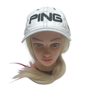 Ping Logo White Unstructured Golf Cap‎ G10  Baseball Cap, Adjustable